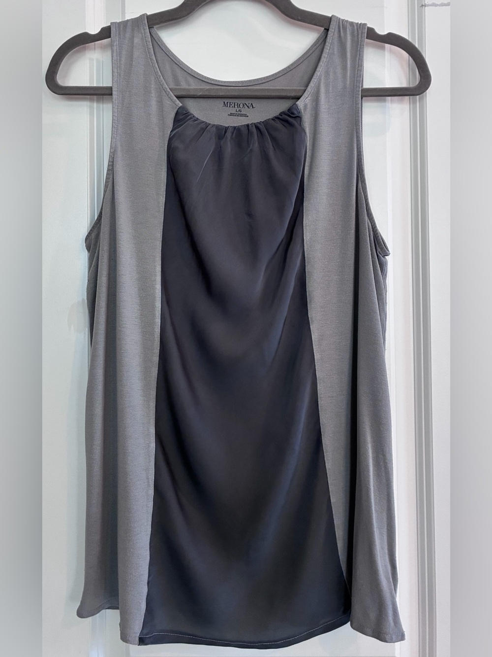 Merona two-tone gray sleeveless layered blouse